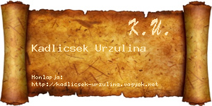 Kadlicsek Urzulina névjegykártya